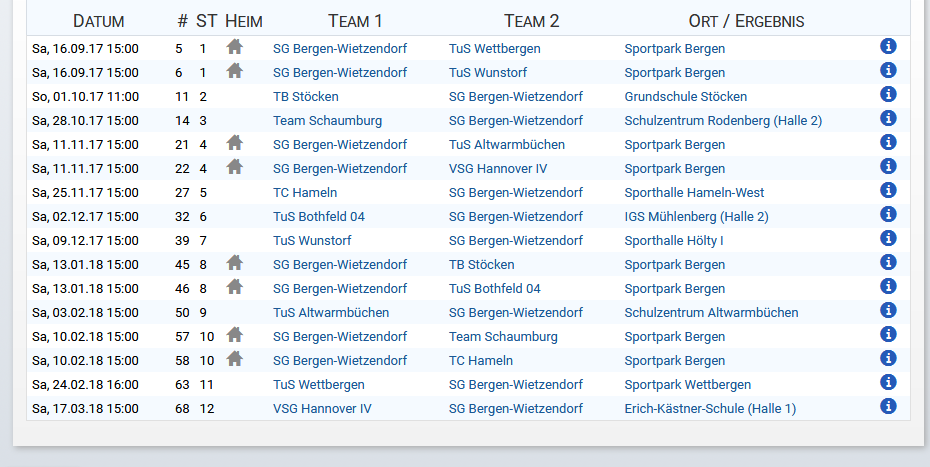 Spielplan Saison 17 18